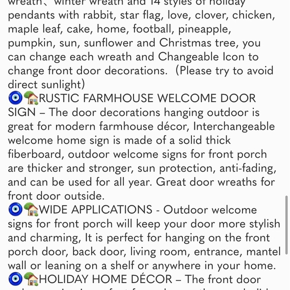 Interchangeable Welcome Sign for Front Door with 4 Seasonal Wreaths - Picture 10 of 10